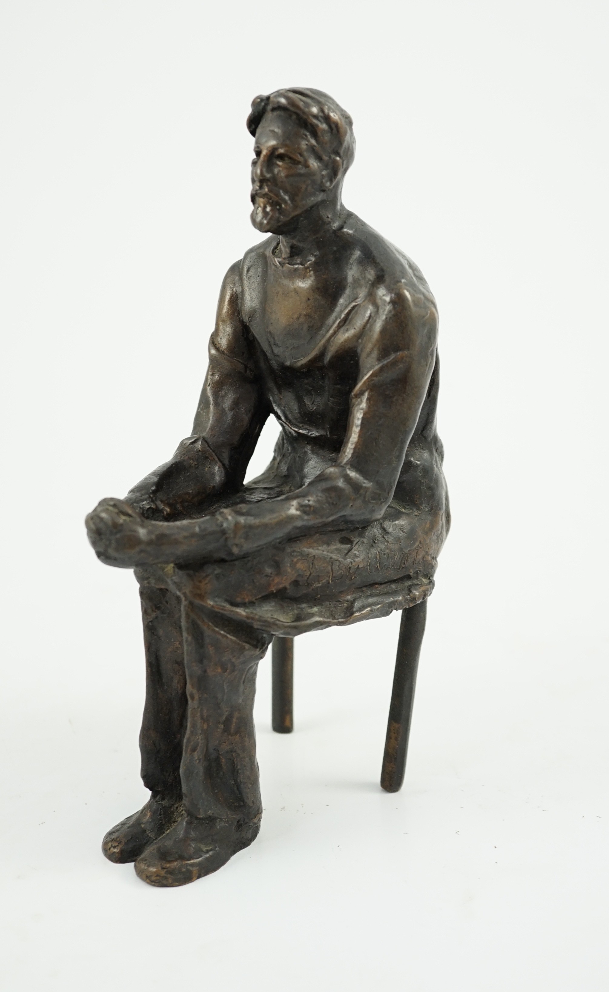 Fredda Brilliant (Polish, 1903-1999). A cast bronze figure of Anton Chekhov (Russian, 1860-1904), playwright and short story writer), depth 13cm height 22cm